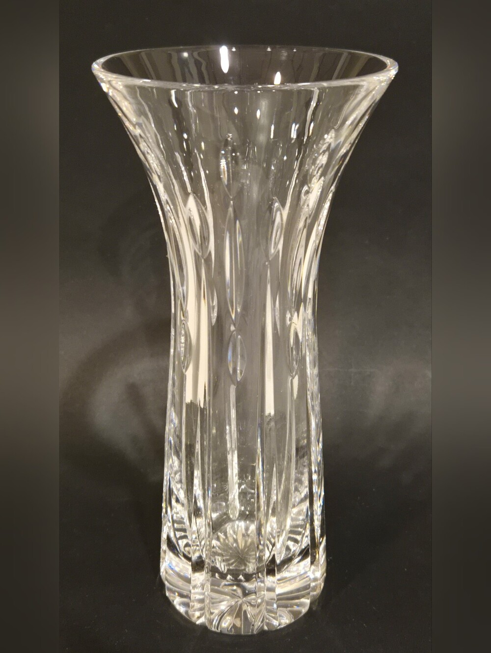 Clear Lead Crystal Fluted Vase - Elegant Home Accent Signed ATLANTIS